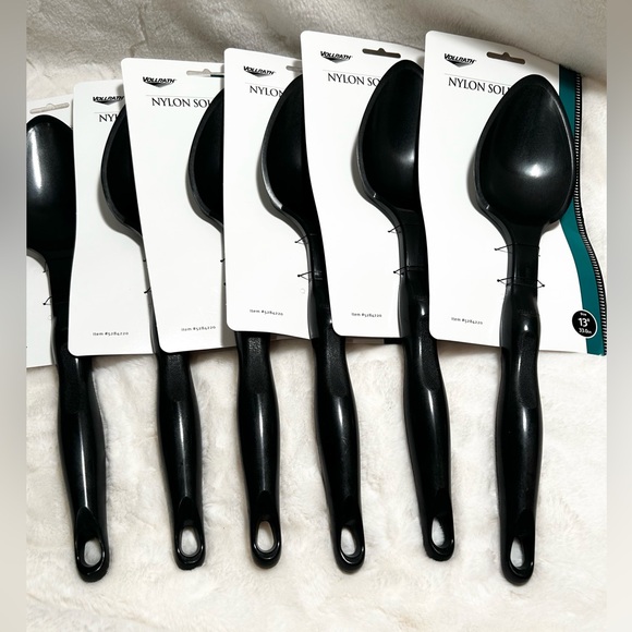 (6) NEW VOLLRATH 5284220 13" LONG BLACK NYLON HEAT RESISTANT SOLID ERGO SPOONS - Picture 1 of 5